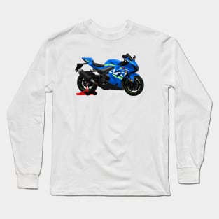 Blue GSX R1000 Bike Illustration Long Sleeve T-Shirt